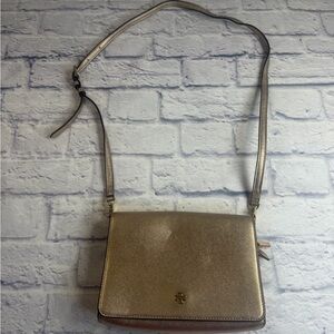 Tory Burch Emerson Combo Crossbody Bag in Metallic Rose Gold.
